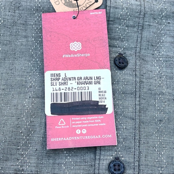 Sherpa Adventure Gear Button Up Shirt Mens Size Large Gray Outdoor Hiking NWT - Picture 5 of 8